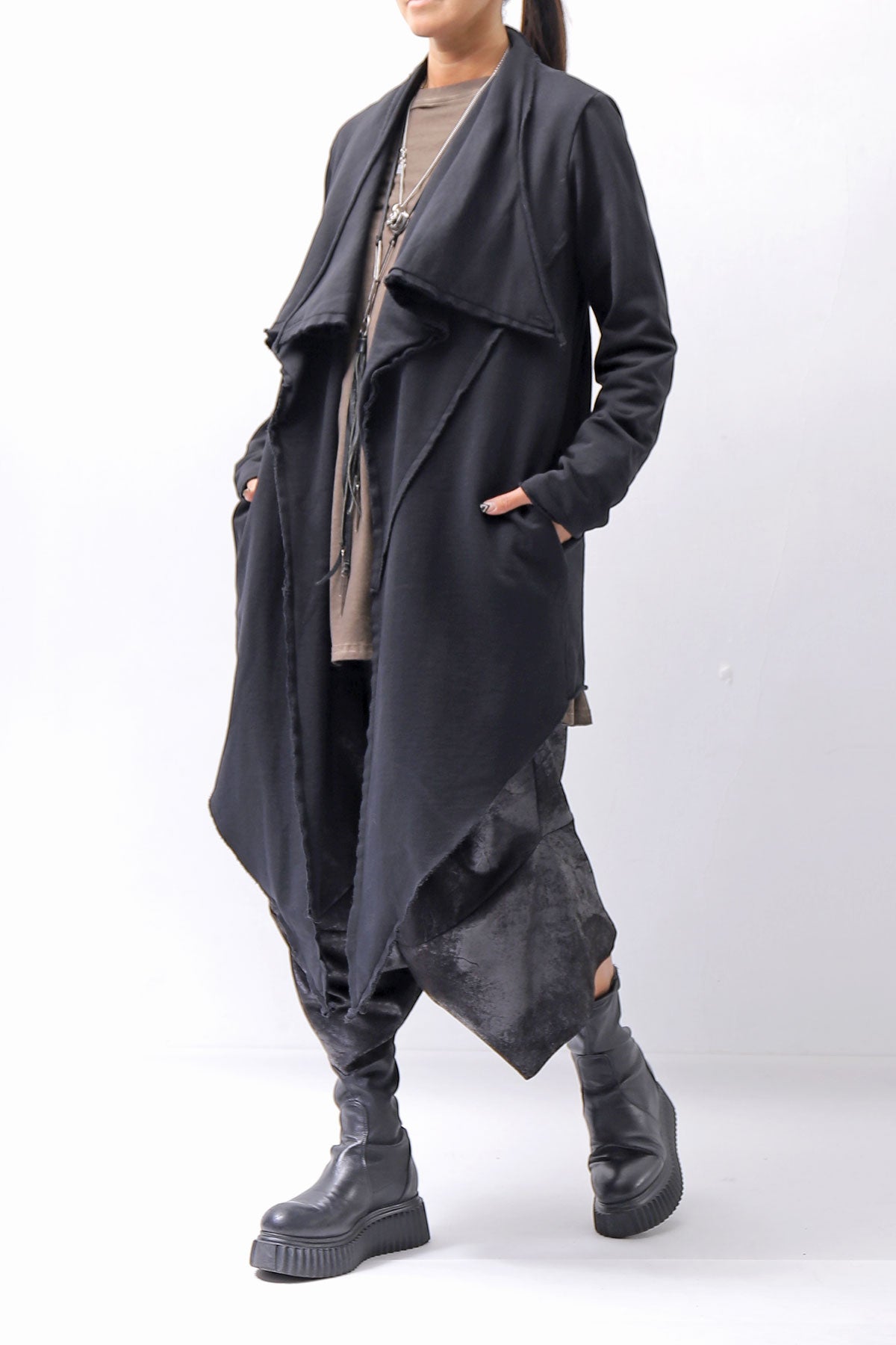 【sanctamuerte】 UNISEX ASYMMETRY SWEAT CARDIGAN_BLACK