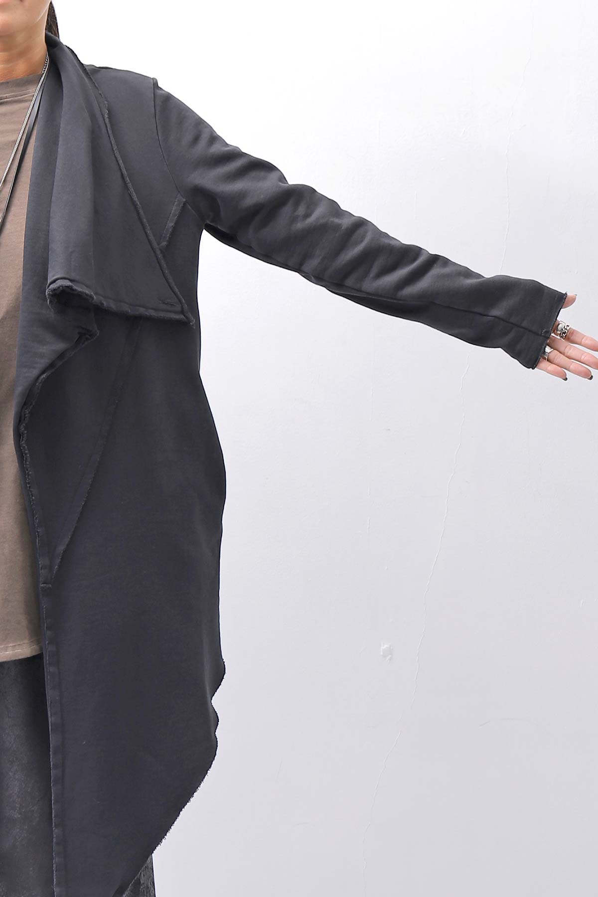 【sanctamuerte】 UNISEX ASYMMETRY SWEAT CARDIGAN_BLACK