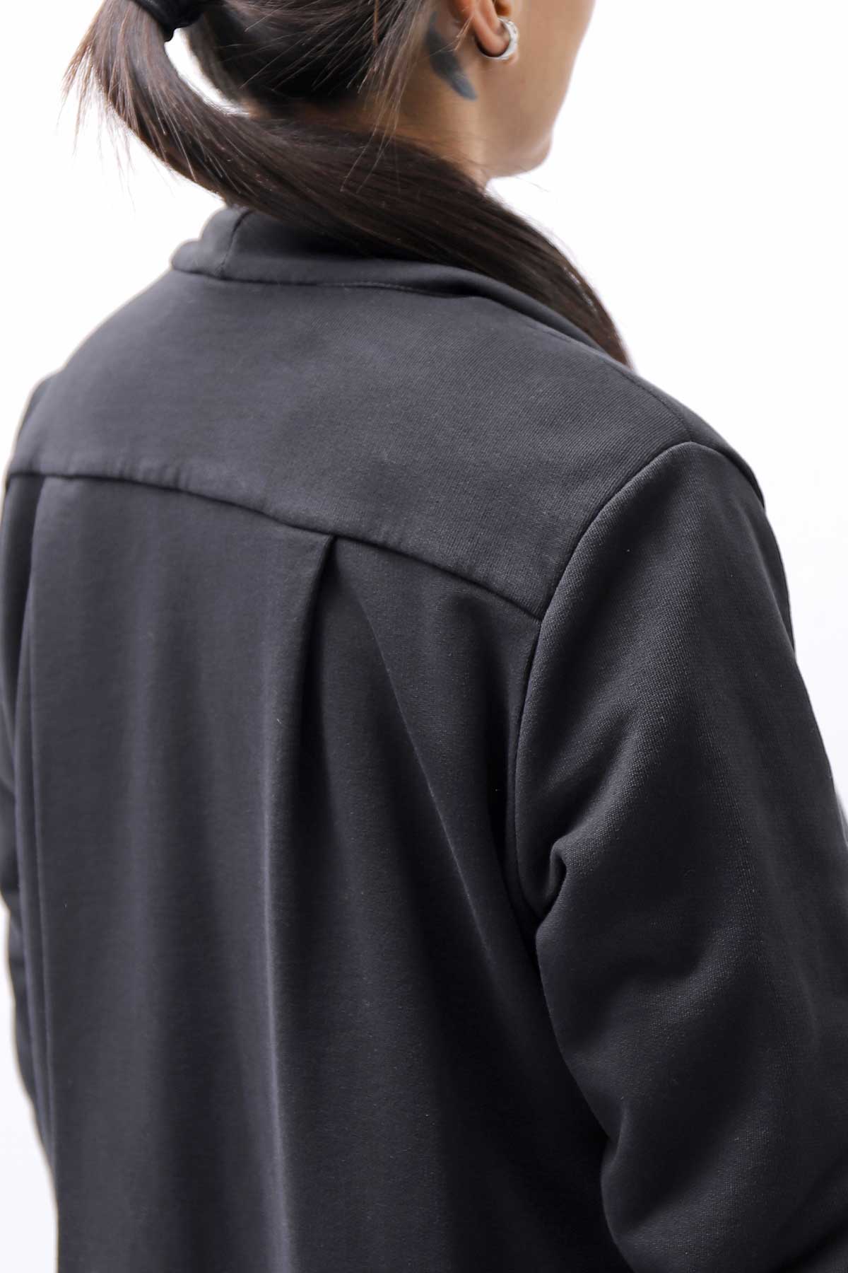 【sanctamuerte】 UNISEX ASYMMETRY SWEAT CARDIGAN_BLACK