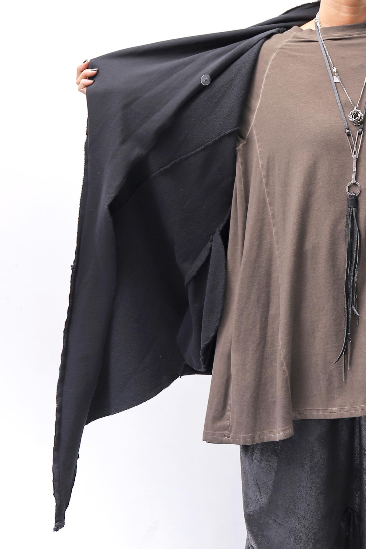 【sanctamuerte】 UNISEX ASYMMETRY SWEAT CARDIGAN_BLACK