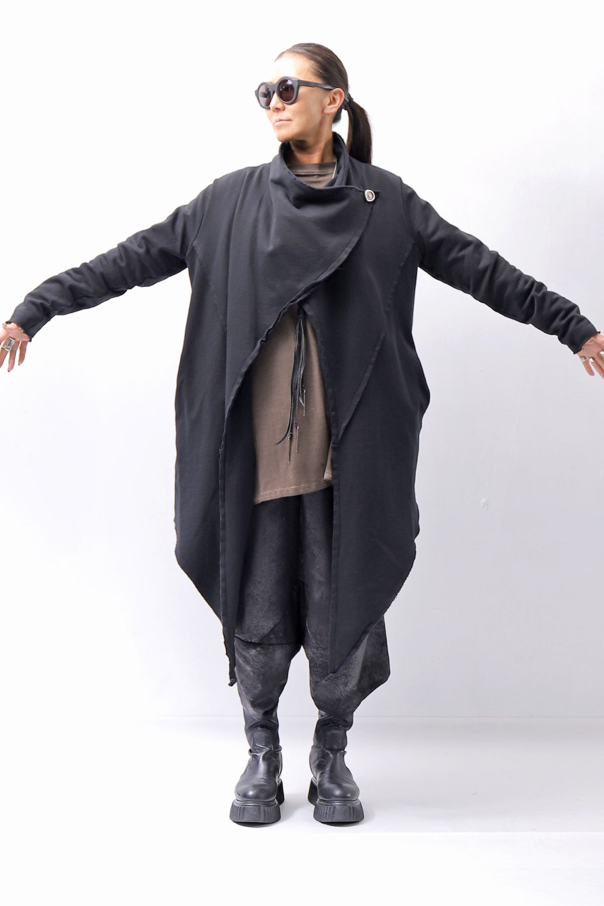 【sanctamuerte】 UNISEX ASYMMETRY SWEAT CARDIGAN_BLACK