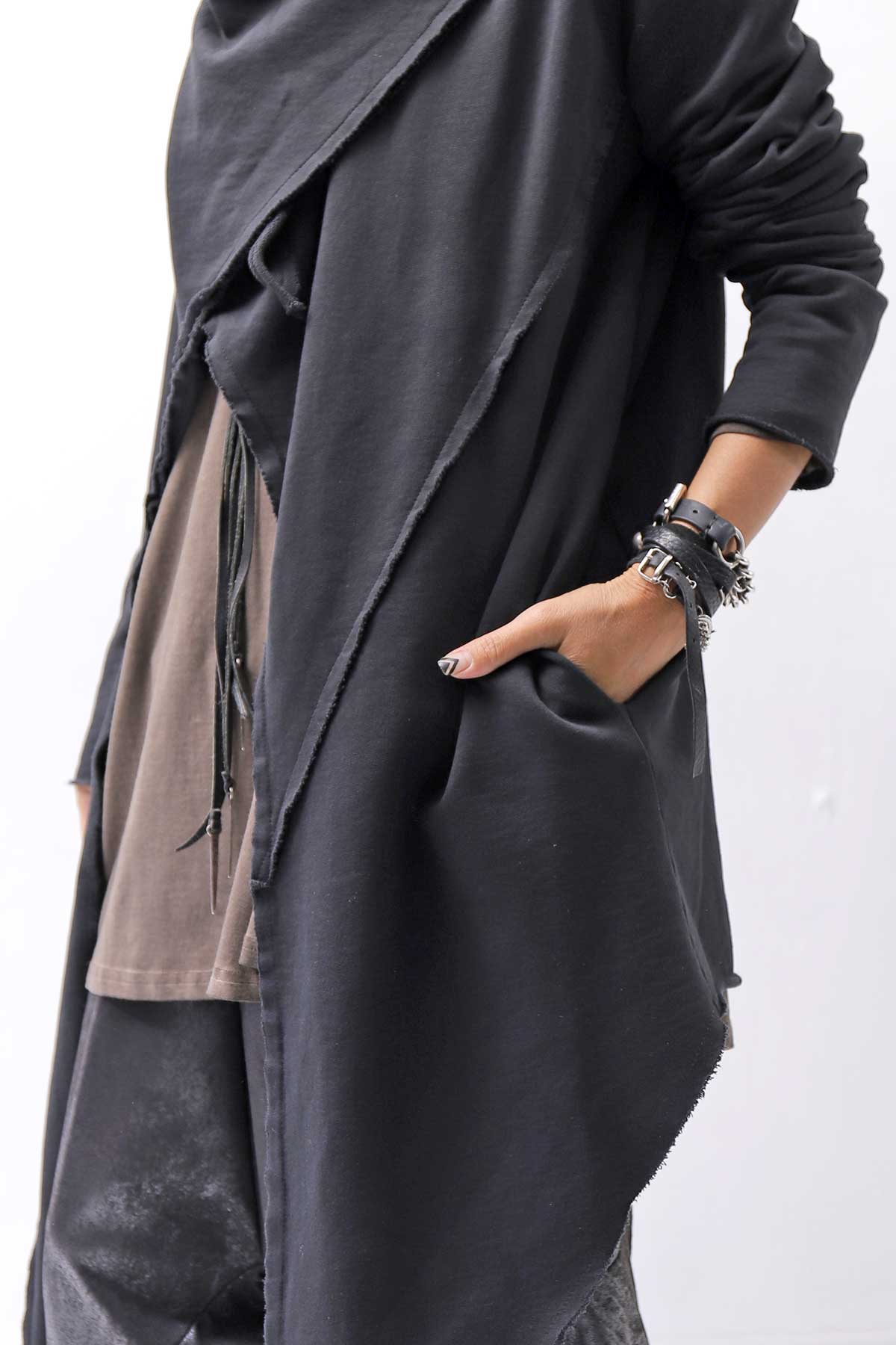 【sanctamuerte】 UNISEX ASYMMETRY SWEAT CARDIGAN_BLACK