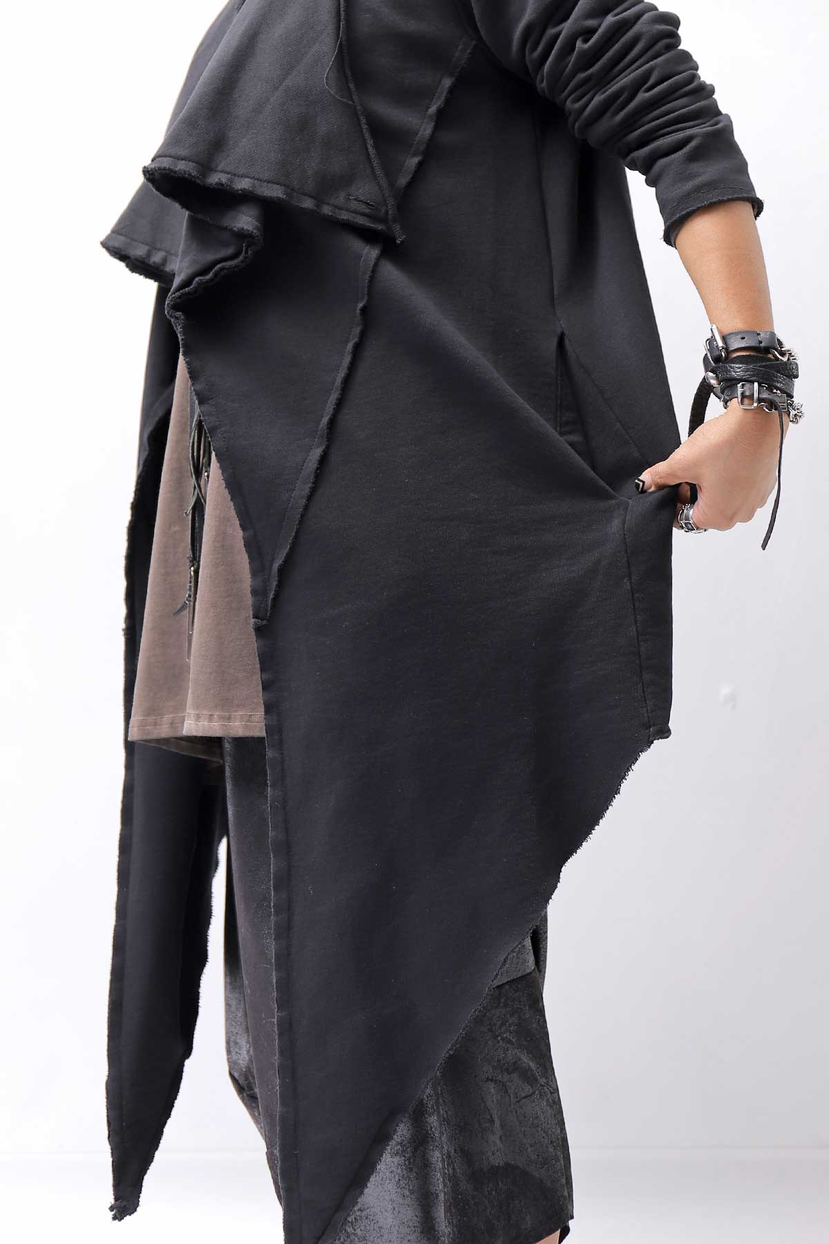 【sanctamuerte】 UNISEX ASYMMETRY SWEAT CARDIGAN_BLACK