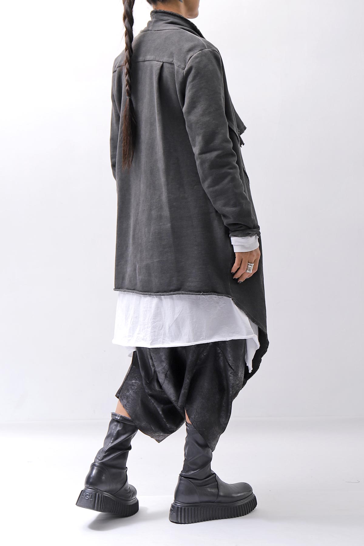 【sanctamuerte】 UNISEX ASYMMETRY SWEAT CARDIGAN_ASH GREY