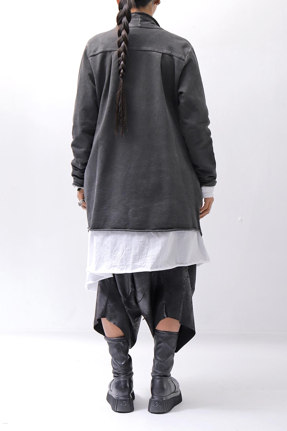 【sanctamuerte】 UNISEX ASYMMETRY SWEAT CARDIGAN_ASH GREY
