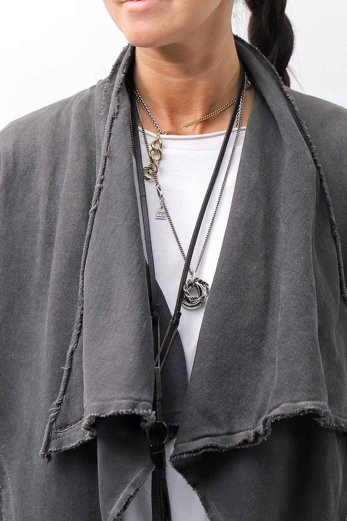 【sanctamuerte】 UNISEX ASYMMETRY SWEAT CARDIGAN_ASH GREY