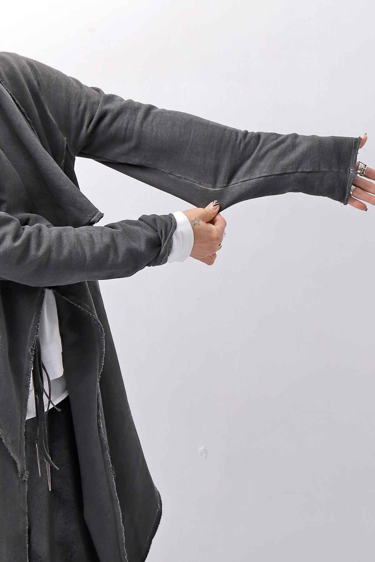 【sanctamuerte】 UNISEX ASYMMETRY SWEAT CARDIGAN_ASH GREY