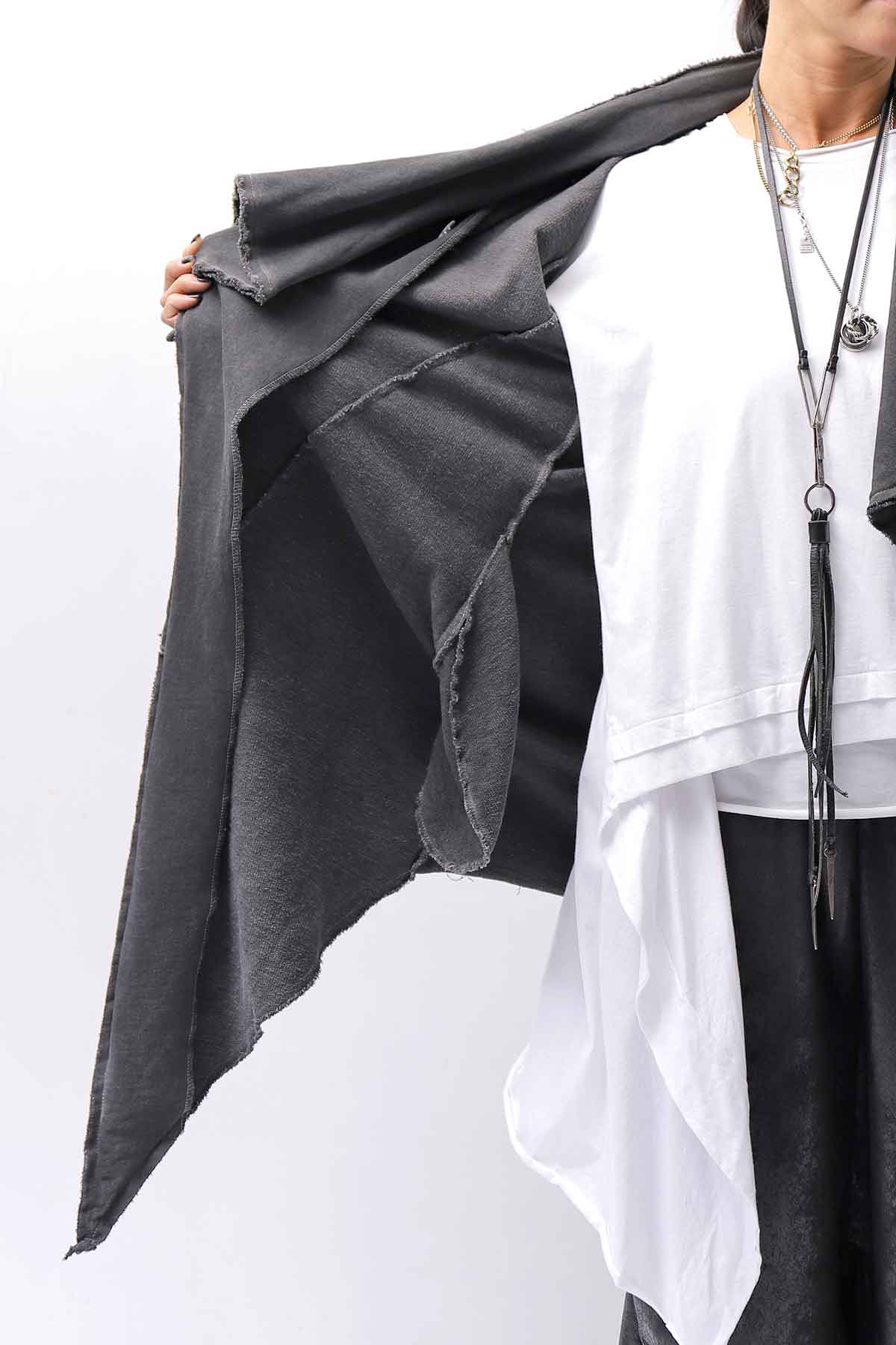 【sanctamuerte】 UNISEX ASYMMETRY SWEAT CARDIGAN_ASH GREY