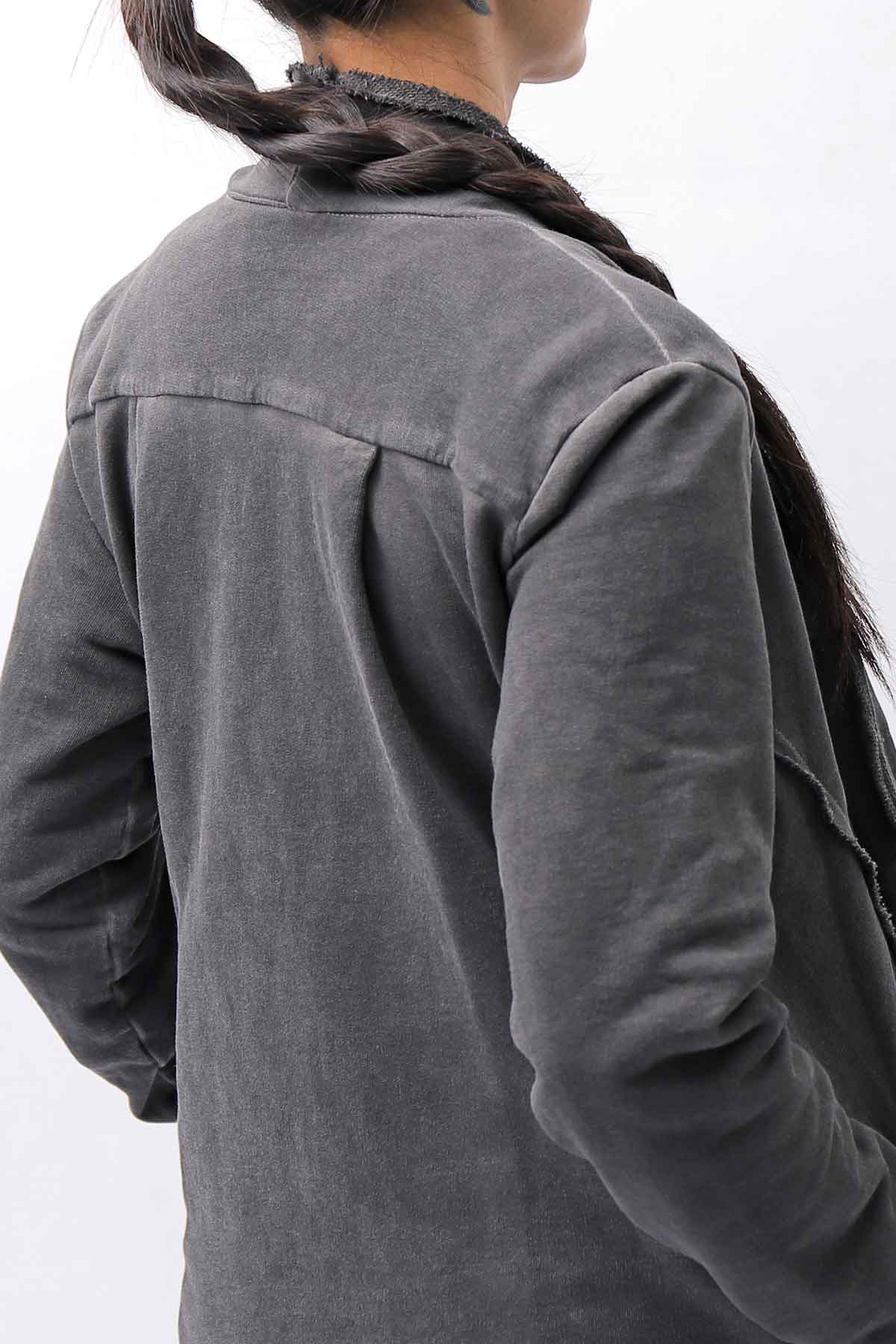 【sanctamuerte】 UNISEX ASYMMETRY SWEAT CARDIGAN_ASH GREY