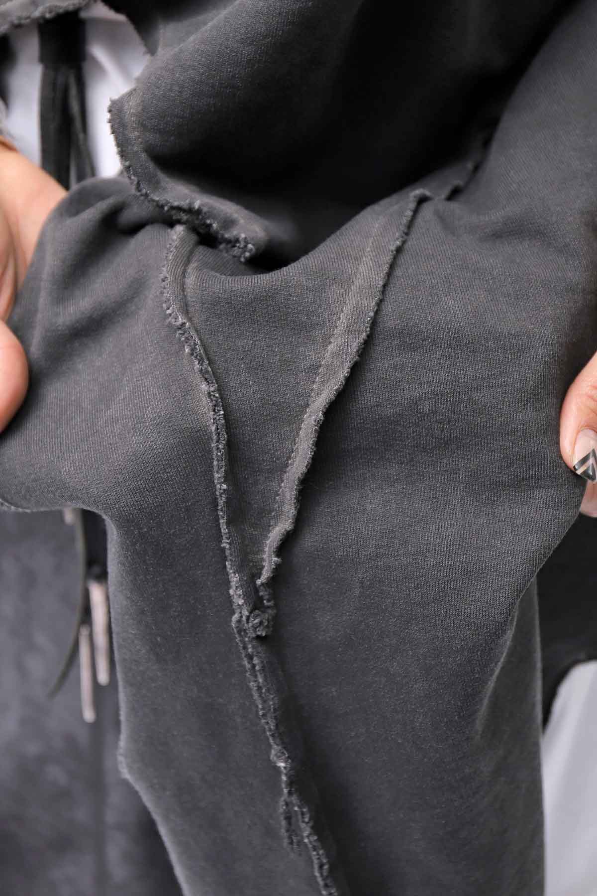 【sanctamuerte】 UNISEX ASYMMETRY SWEAT CARDIGAN_ASH GREY