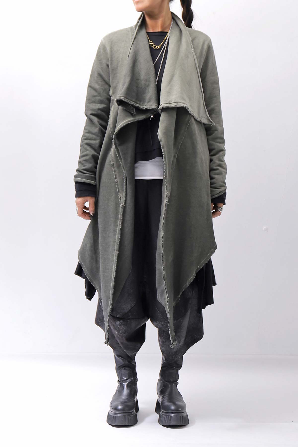 【sanctamuerte】 UNISEX ASYMMETRY SWEAT CARDIGAN_SALVIA(MILITARY)