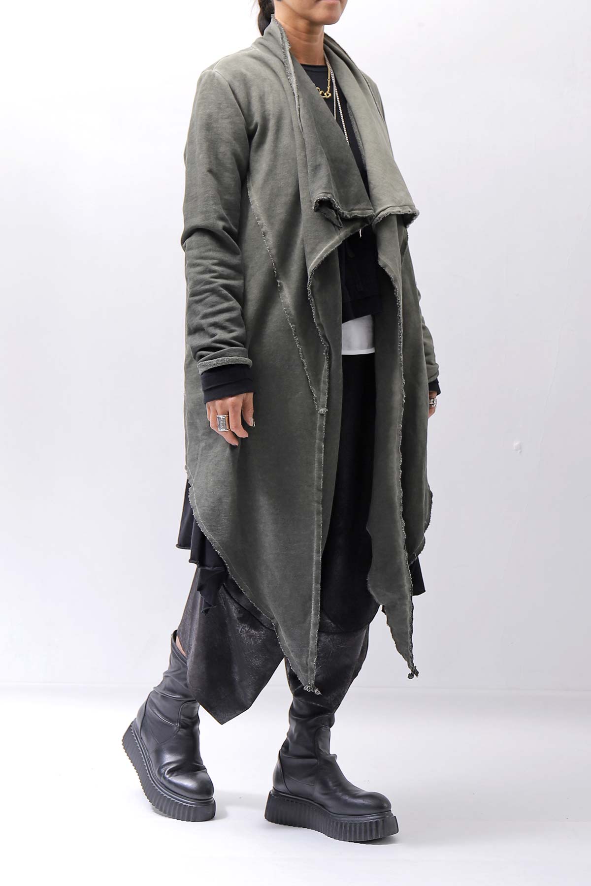 【sanctamuerte】 UNISEX ASYMMETRY SWEAT CARDIGAN_SALVIA(MILITARY)