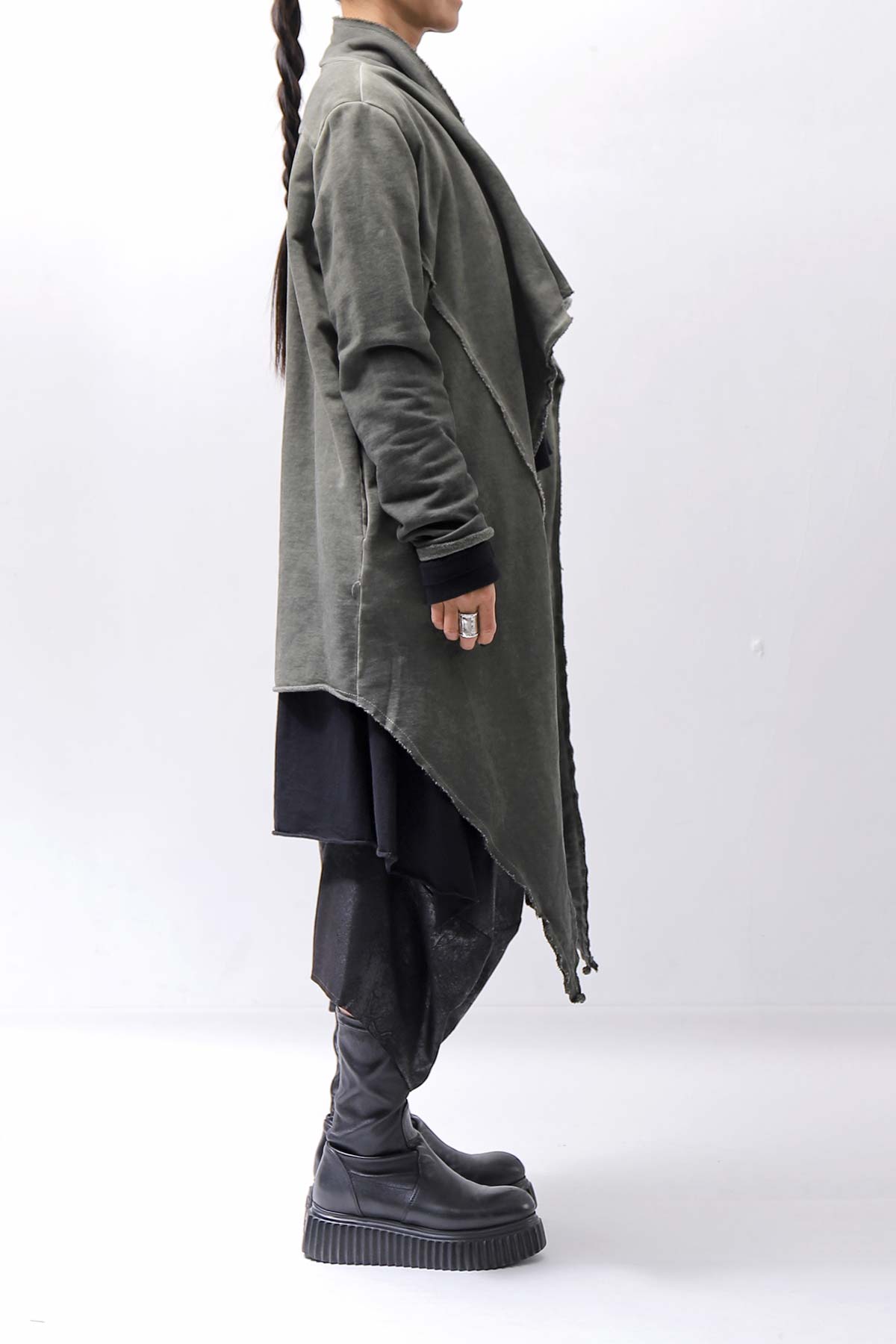 【sanctamuerte】 UNISEX ASYMMETRY SWEAT CARDIGAN_SALVIA(MILITARY)