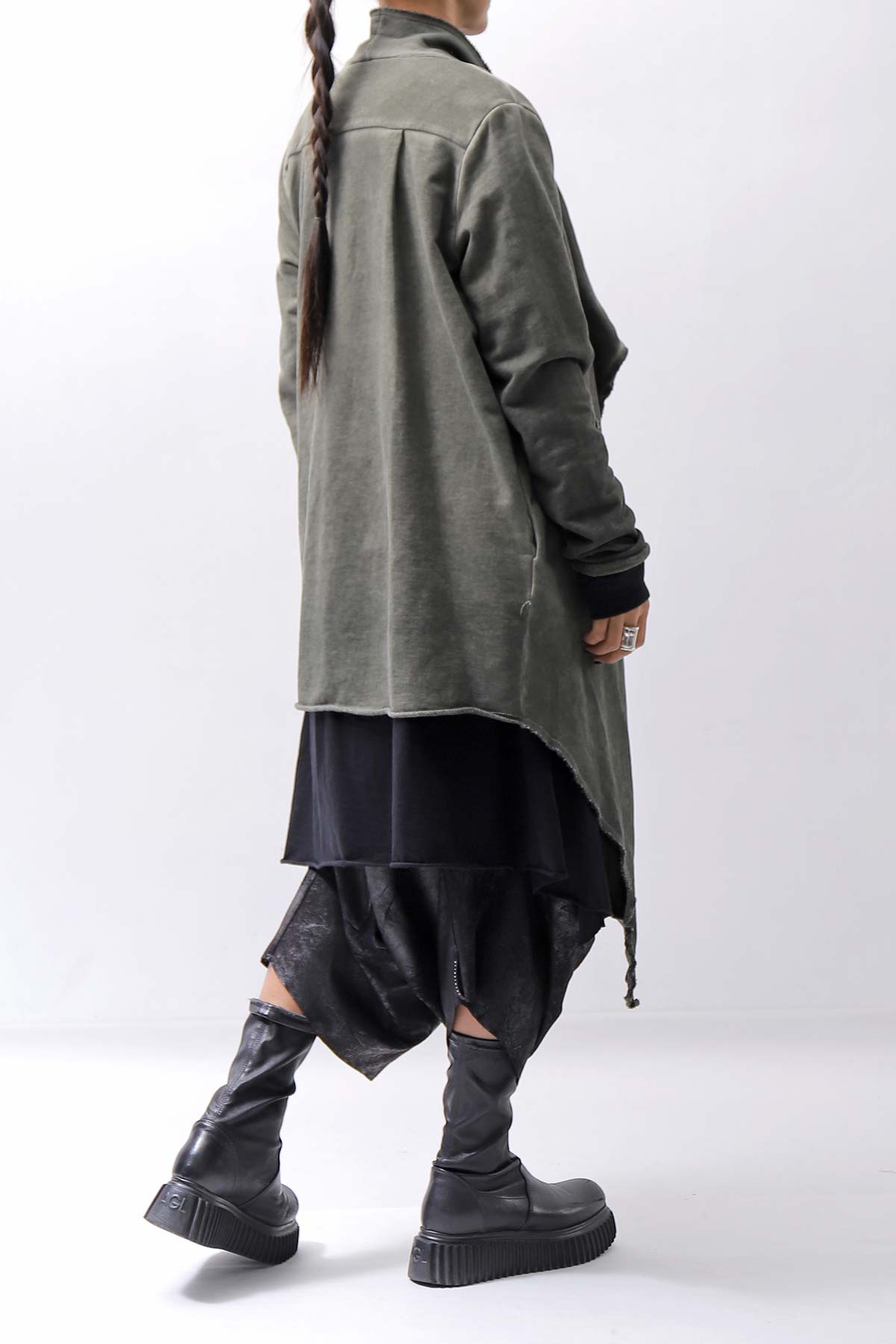 【sanctamuerte】 UNISEX ASYMMETRY SWEAT CARDIGAN_SALVIA(MILITARY)