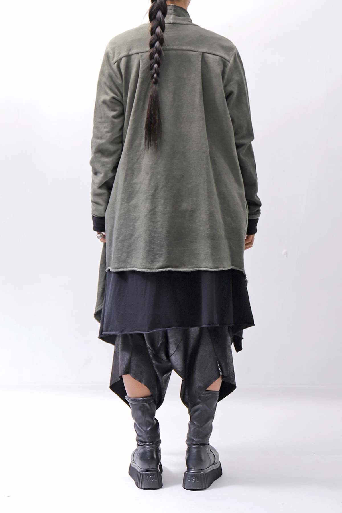 【sanctamuerte】 UNISEX ASYMMETRY SWEAT CARDIGAN_SALVIA(MILITARY)