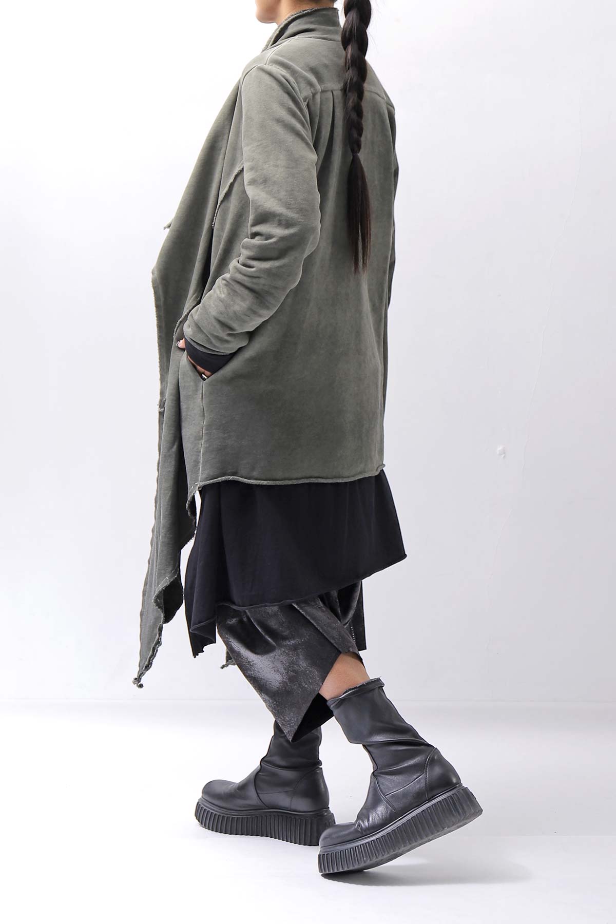 【sanctamuerte】 UNISEX ASYMMETRY SWEAT CARDIGAN_SALVIA(MILITARY)