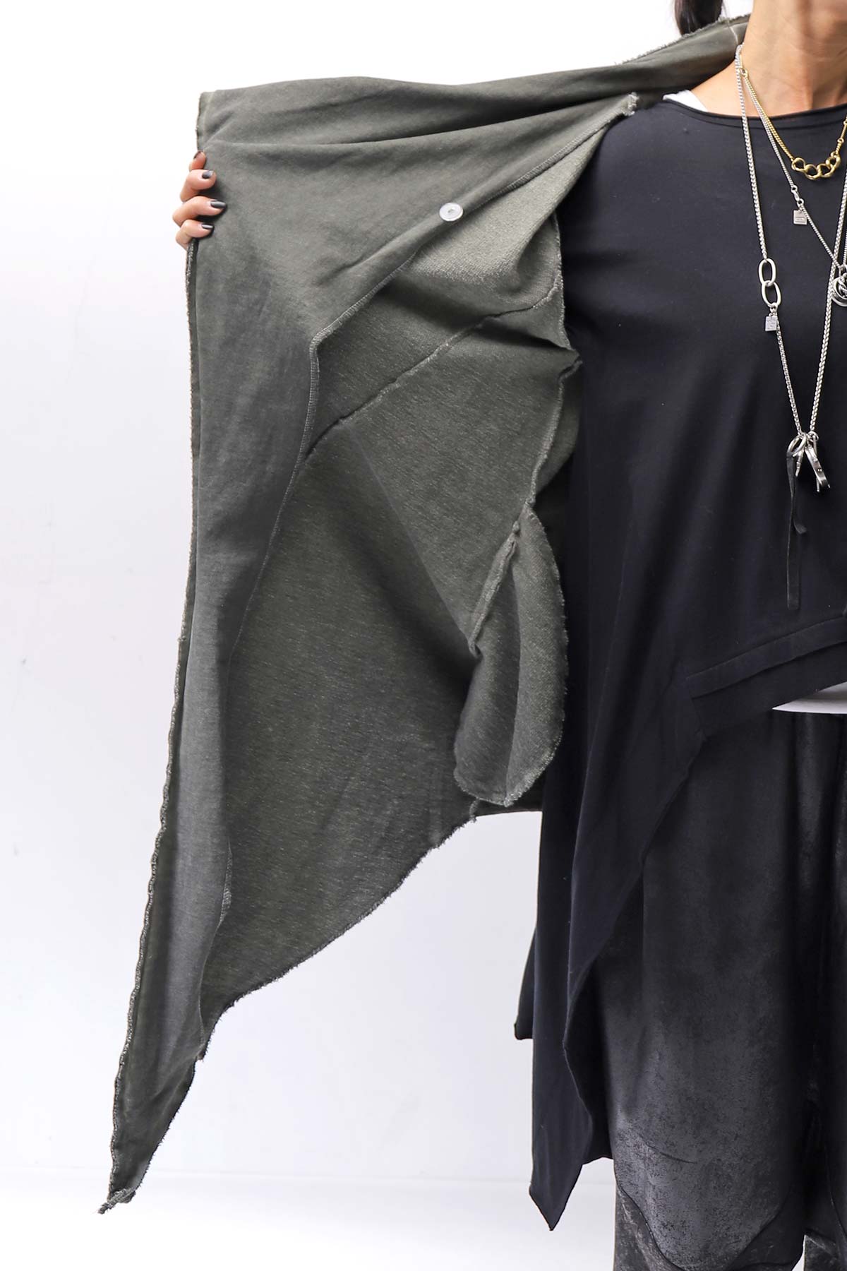 【sanctamuerte】 UNISEX ASYMMETRY SWEAT CARDIGAN_SALVIA(MILITARY)