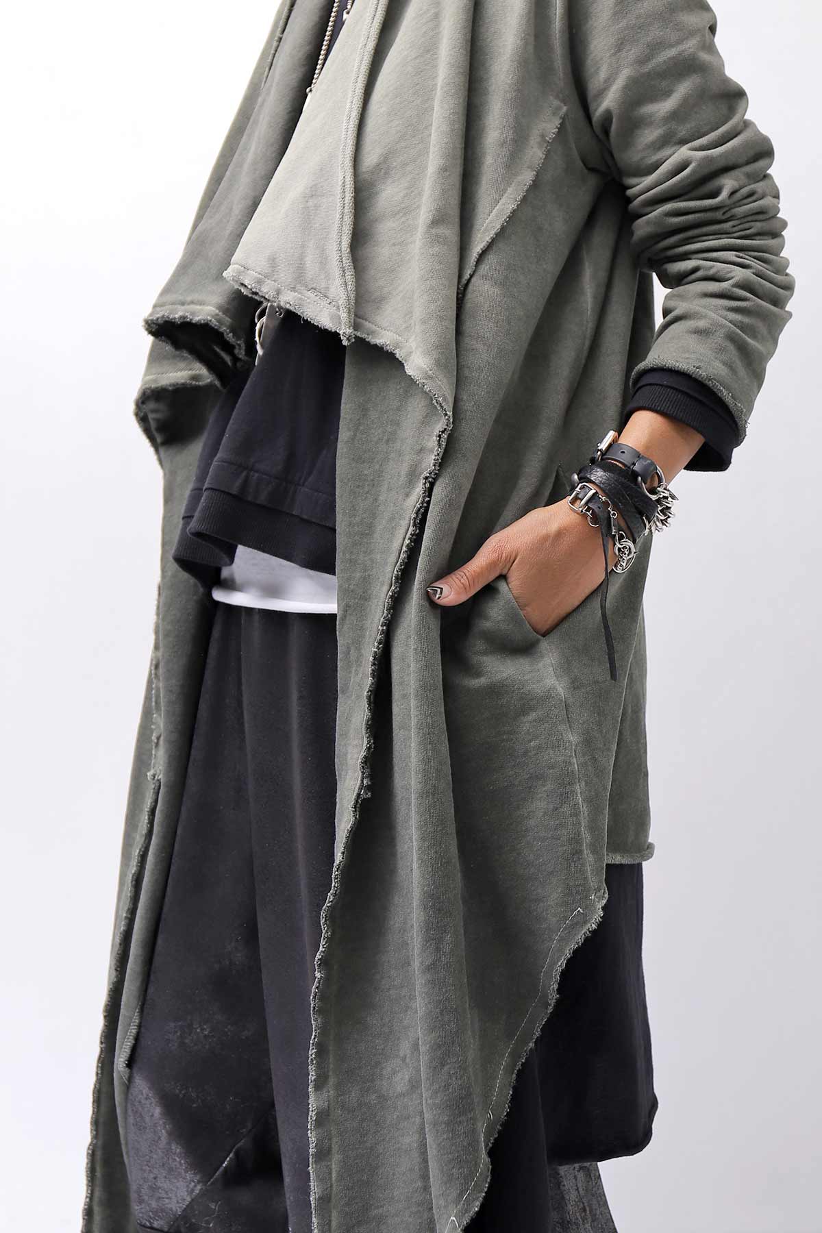 【sanctamuerte】 UNISEX ASYMMETRY SWEAT CARDIGAN_SALVIA(MILITARY)