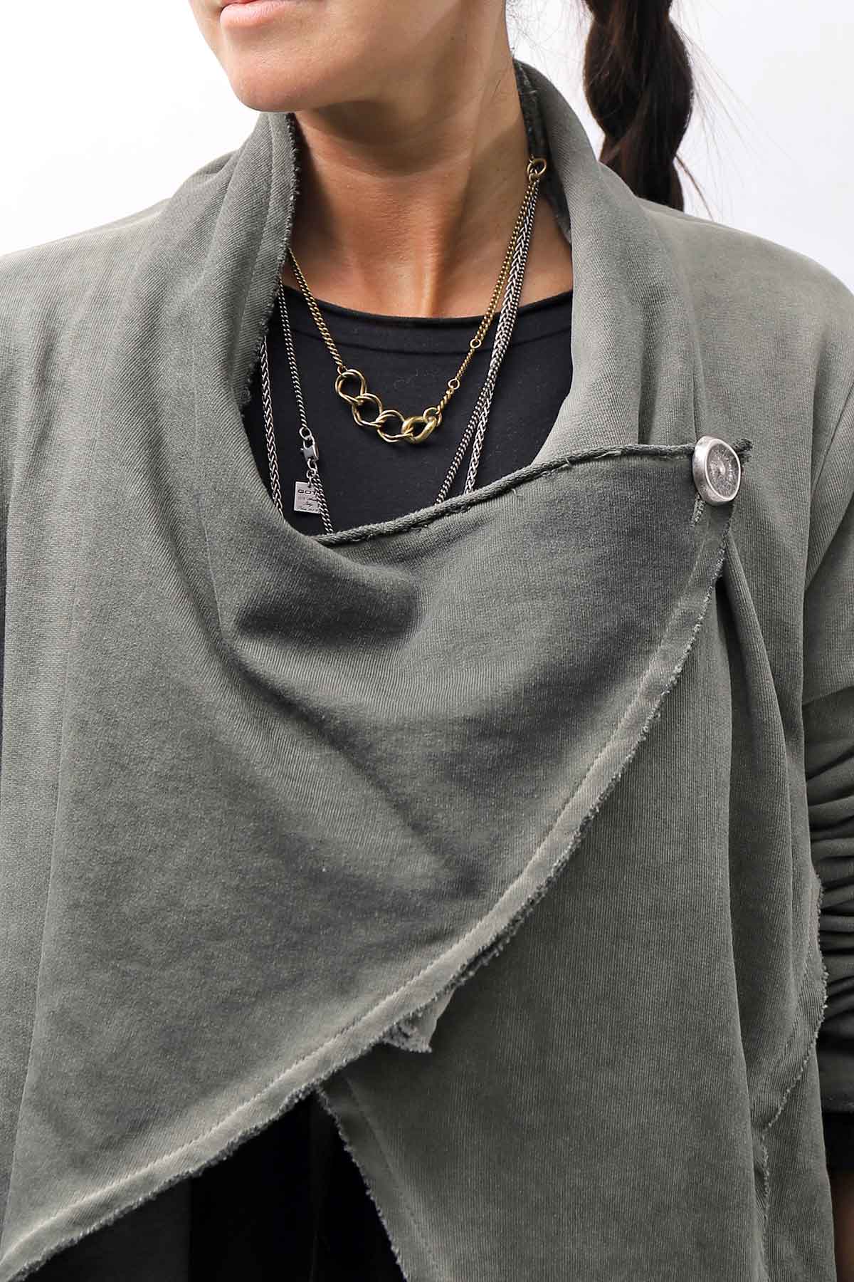 【sanctamuerte】 UNISEX ASYMMETRY SWEAT CARDIGAN_SALVIA(MILITARY)