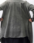 【sanctamuerte】 UNISEX ASYMMETRY SWEAT CARDIGAN_SALVIA(MILITARY)