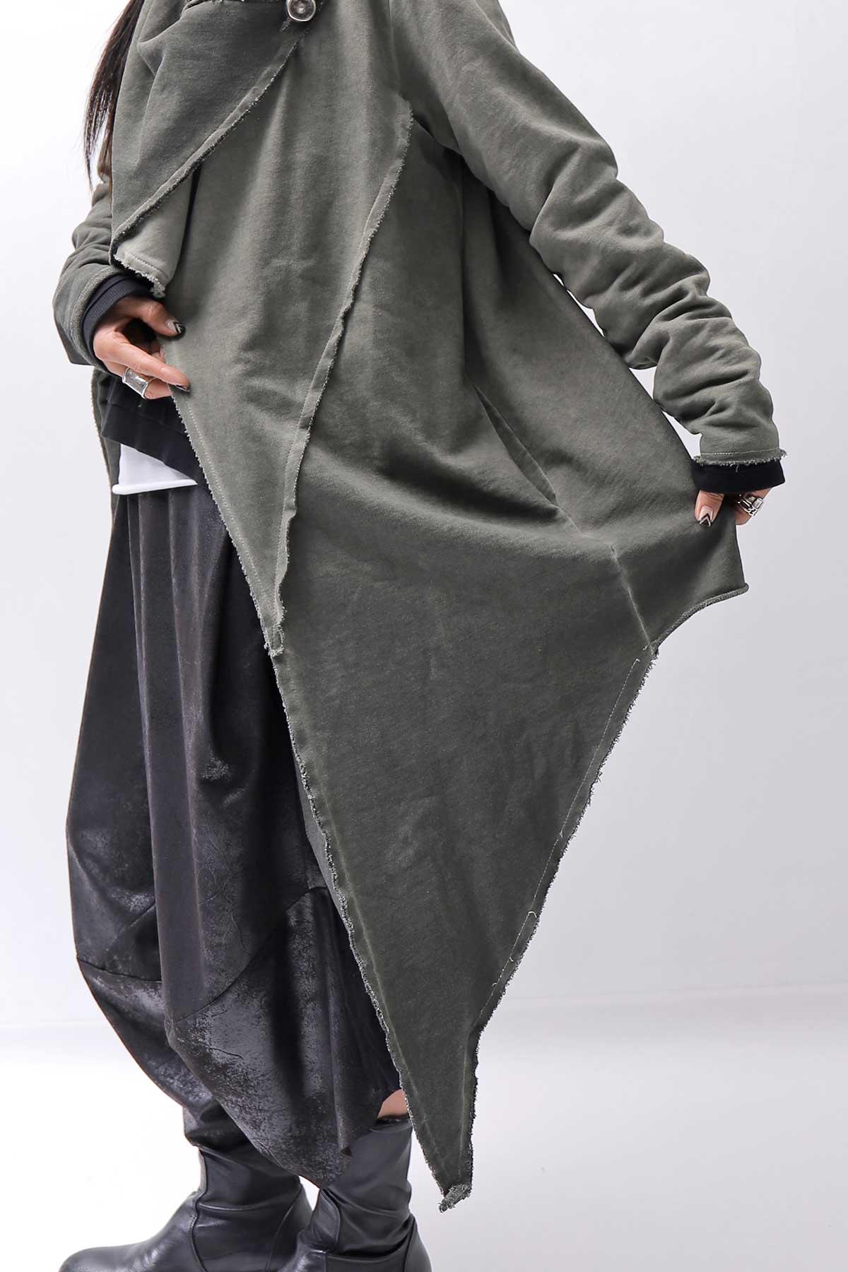 【sanctamuerte】 UNISEX ASYMMETRY SWEAT CARDIGAN_SALVIA(MILITARY)