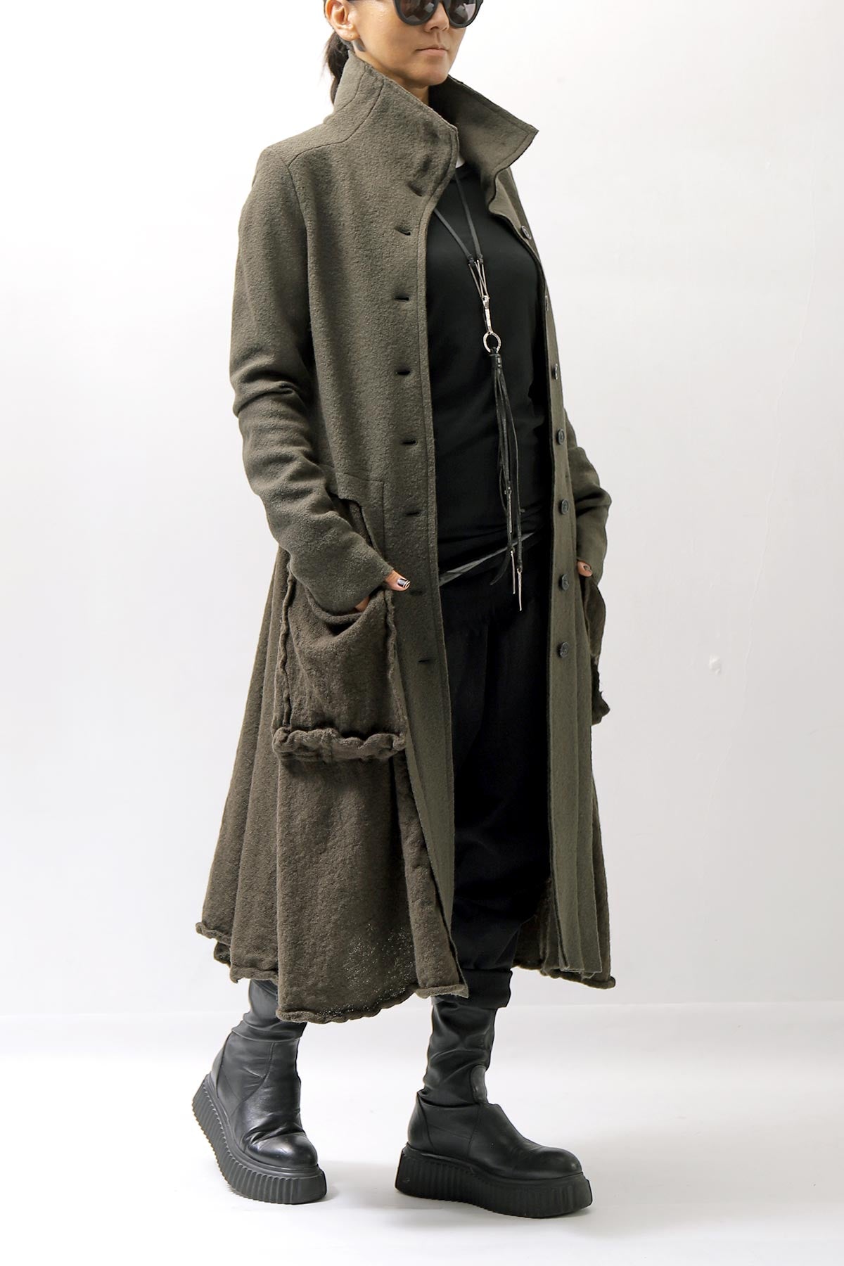 【RUNDHOLZ】 BOILED WOOL &amp; SOFT WOOL KNIT CARDIGAN COAT 388 1203_JUNGLE