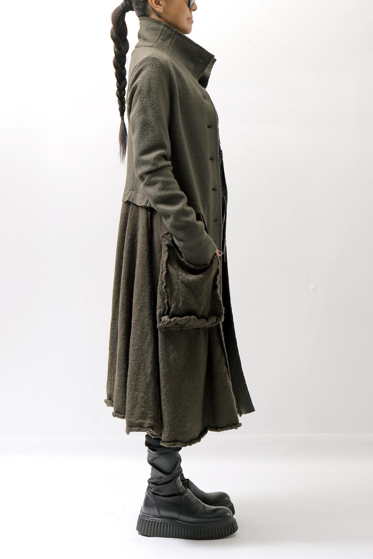 【RUNDHOLZ】 BOILED WOOL &amp; SOFT WOOL KNIT CARDIGAN COAT 388 1203_JUNGLE