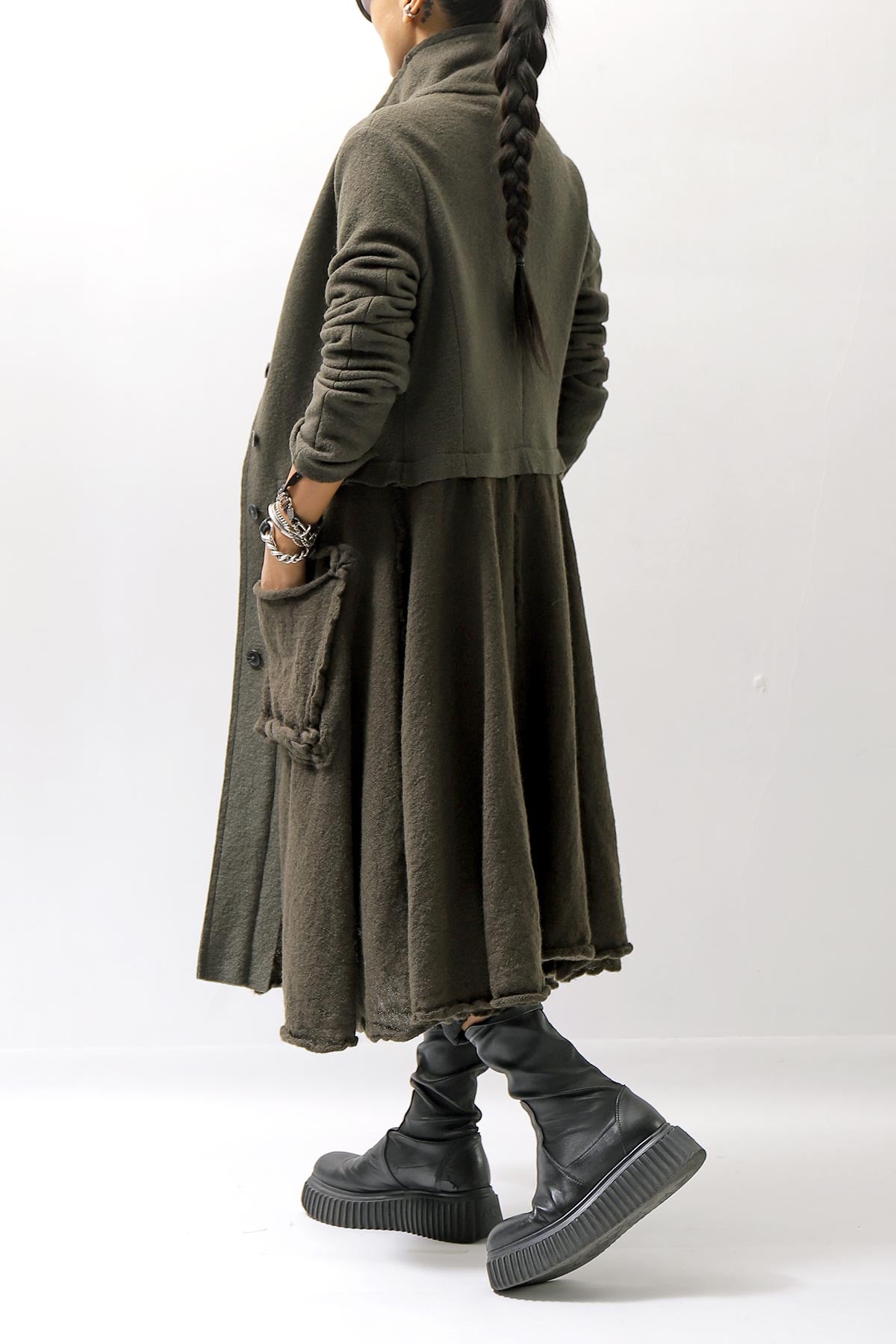 【RUNDHOLZ】 BOILED WOOL &amp; SOFT WOOL KNIT CARDIGAN COAT 388 1203_JUNGLE