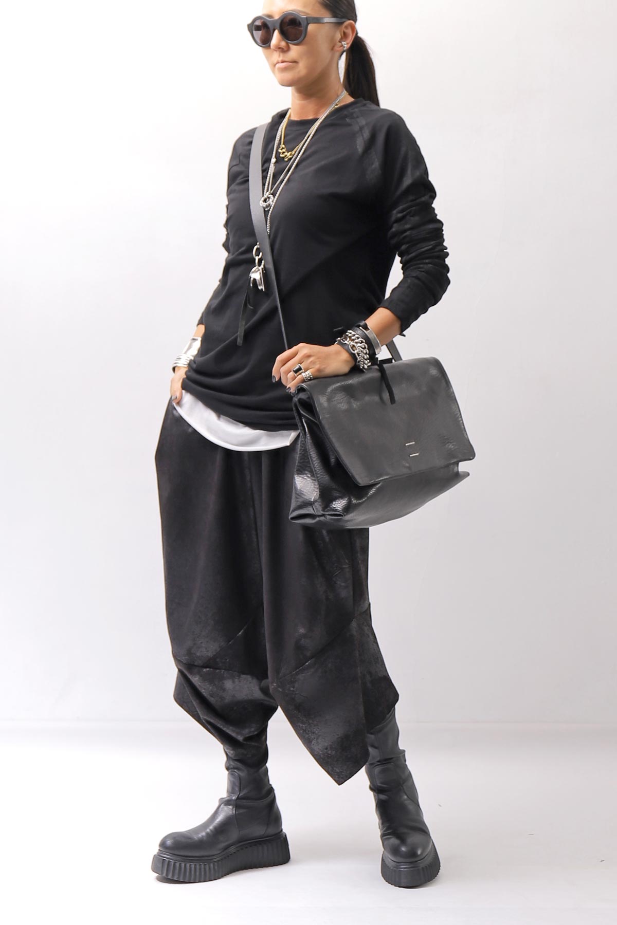 【DANIELE BASTA】 FLAP COVERED 2WAY SHOULDER BAG DBM007_BLACK