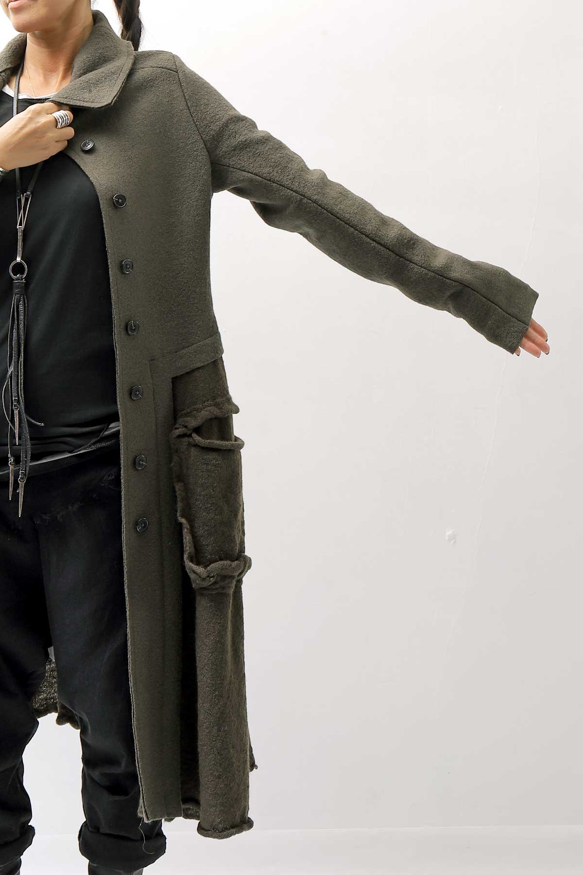 【RUNDHOLZ】 BOILED WOOL &amp; SOFT WOOL KNIT CARDIGAN COAT 388 1203_JUNGLE