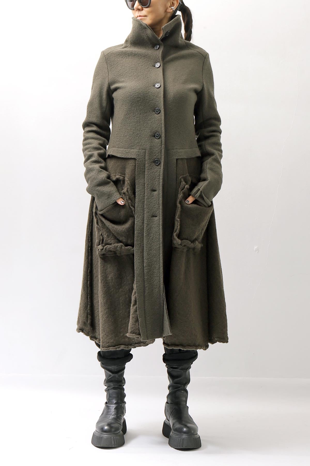 【RUNDHOLZ】 BOILED WOOL &amp; SOFT WOOL KNIT CARDIGAN COAT 388 1203_JUNGLE