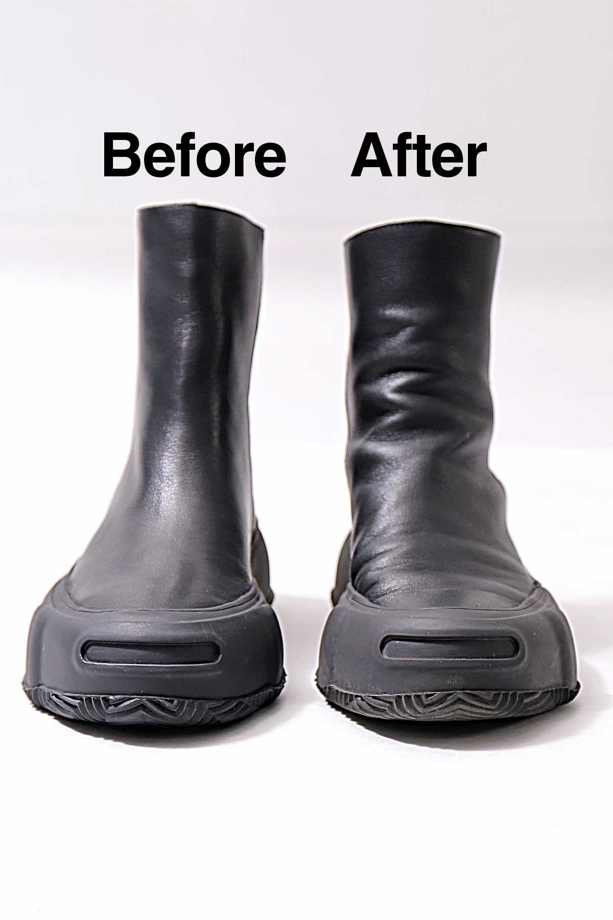 【Alès Dacchia】 BACK ZIP FRONT DRAPE LEATHER SNEAKER_BLACK