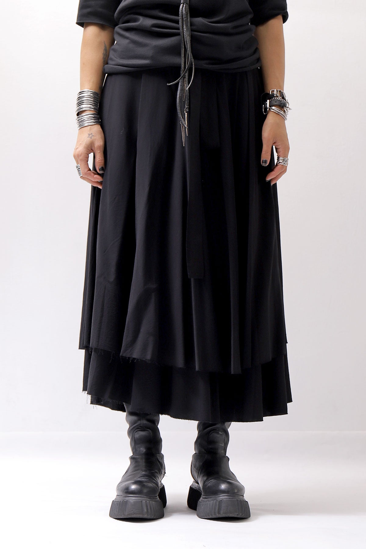 【studio b3】 WRAP LAYERED SKIRT OGB1736_BLACK