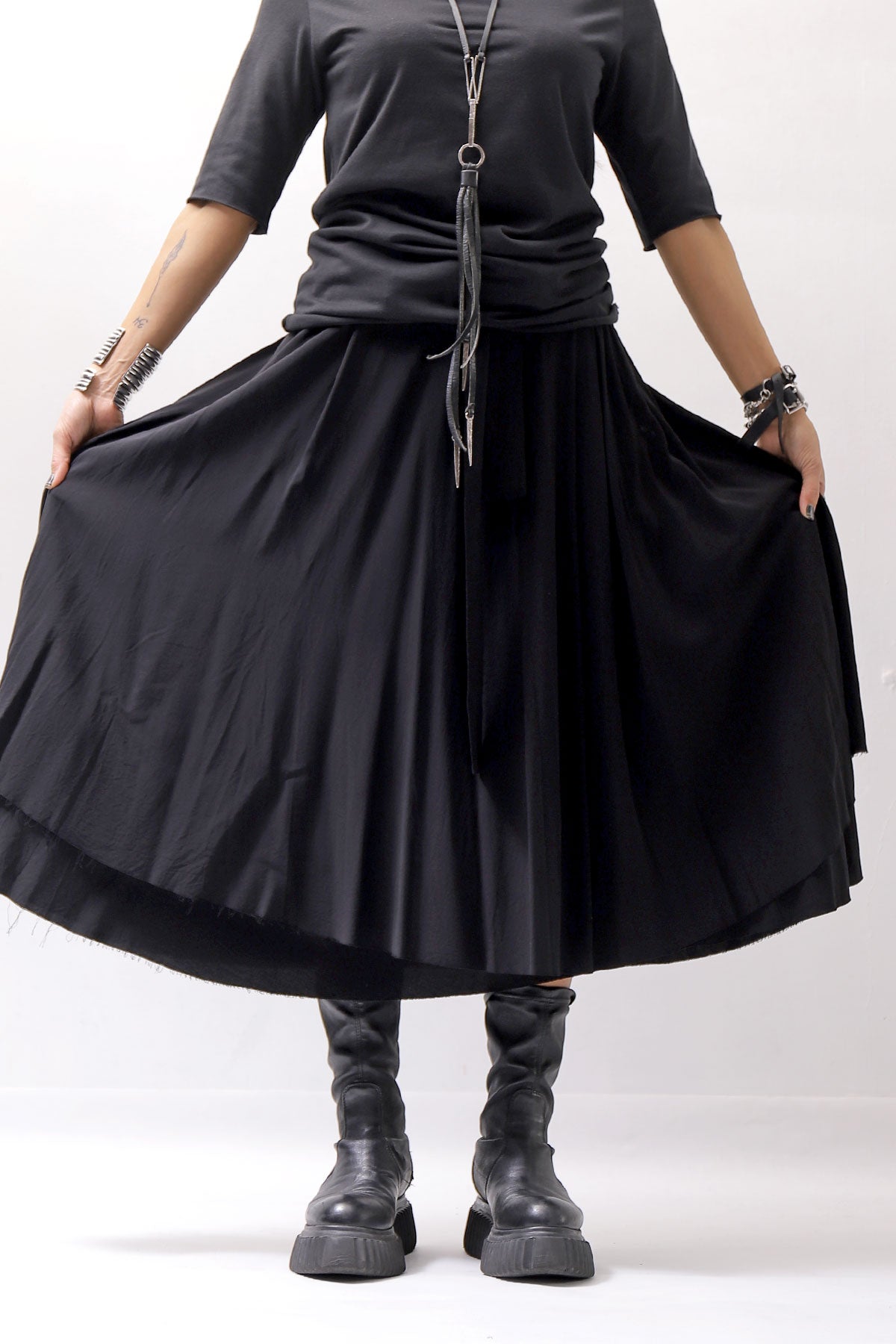 【studio b3】 WRAP LAYERED SKIRT OGB1736_BLACK