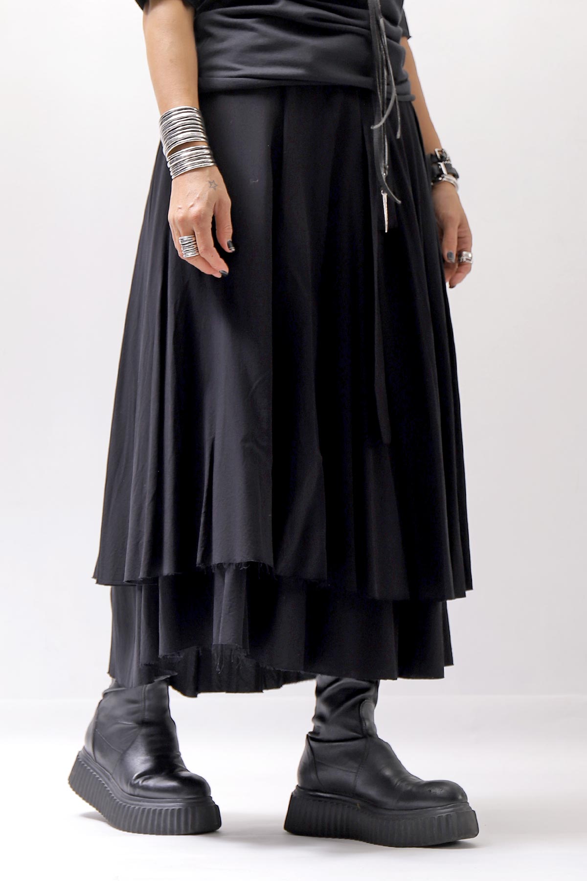 【studio b3】 WRAP LAYERED SKIRT OGB1736_BLACK