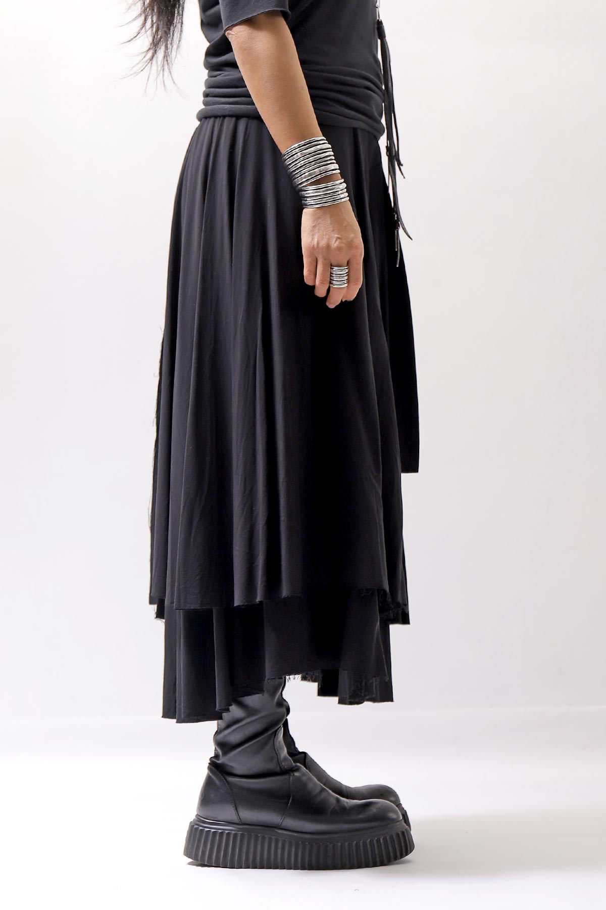 【studio b3】 WRAP LAYERED SKIRT OGB1736_BLACK