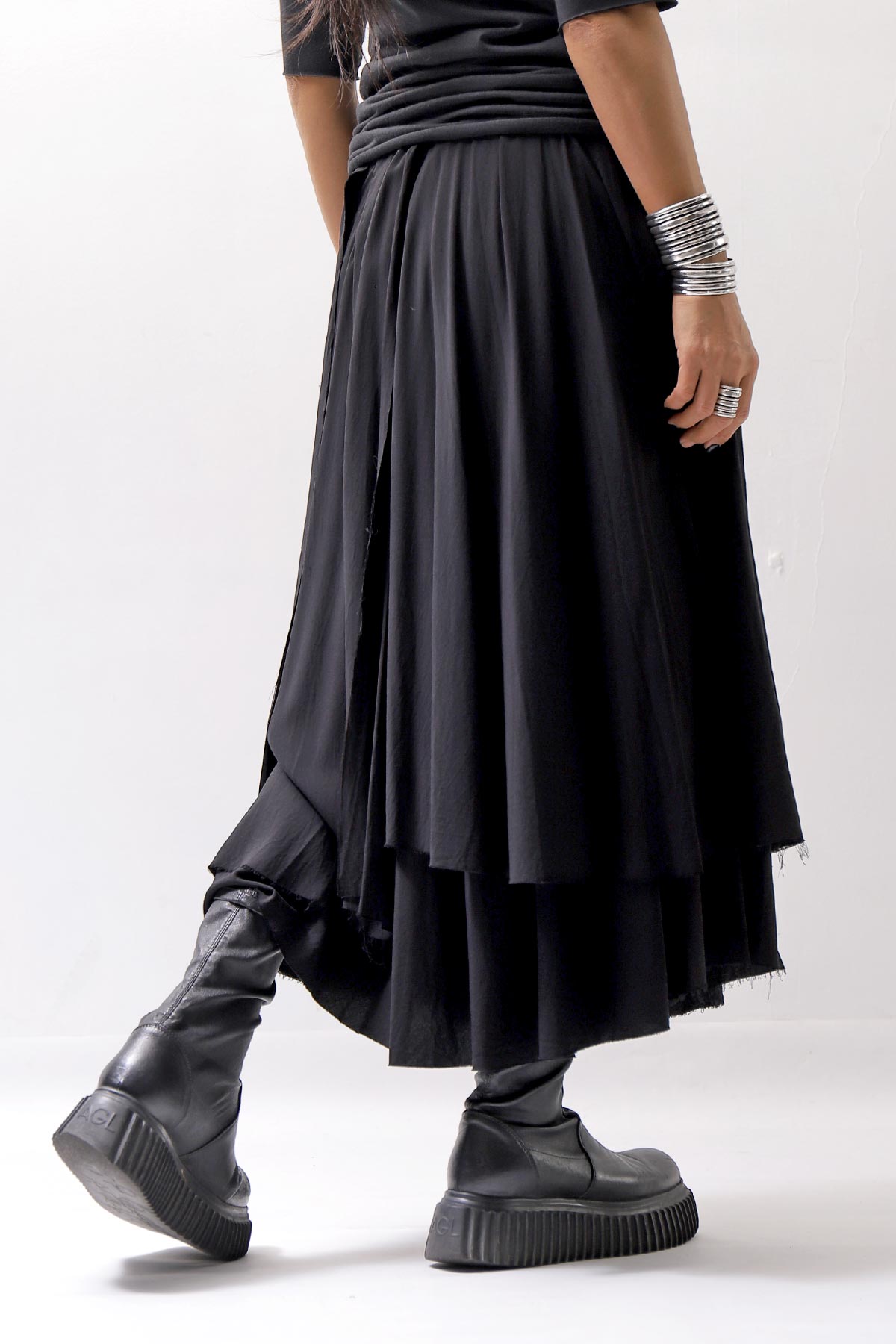 【studio b3】 WRAP LAYERED SKIRT OGB1736_BLACK