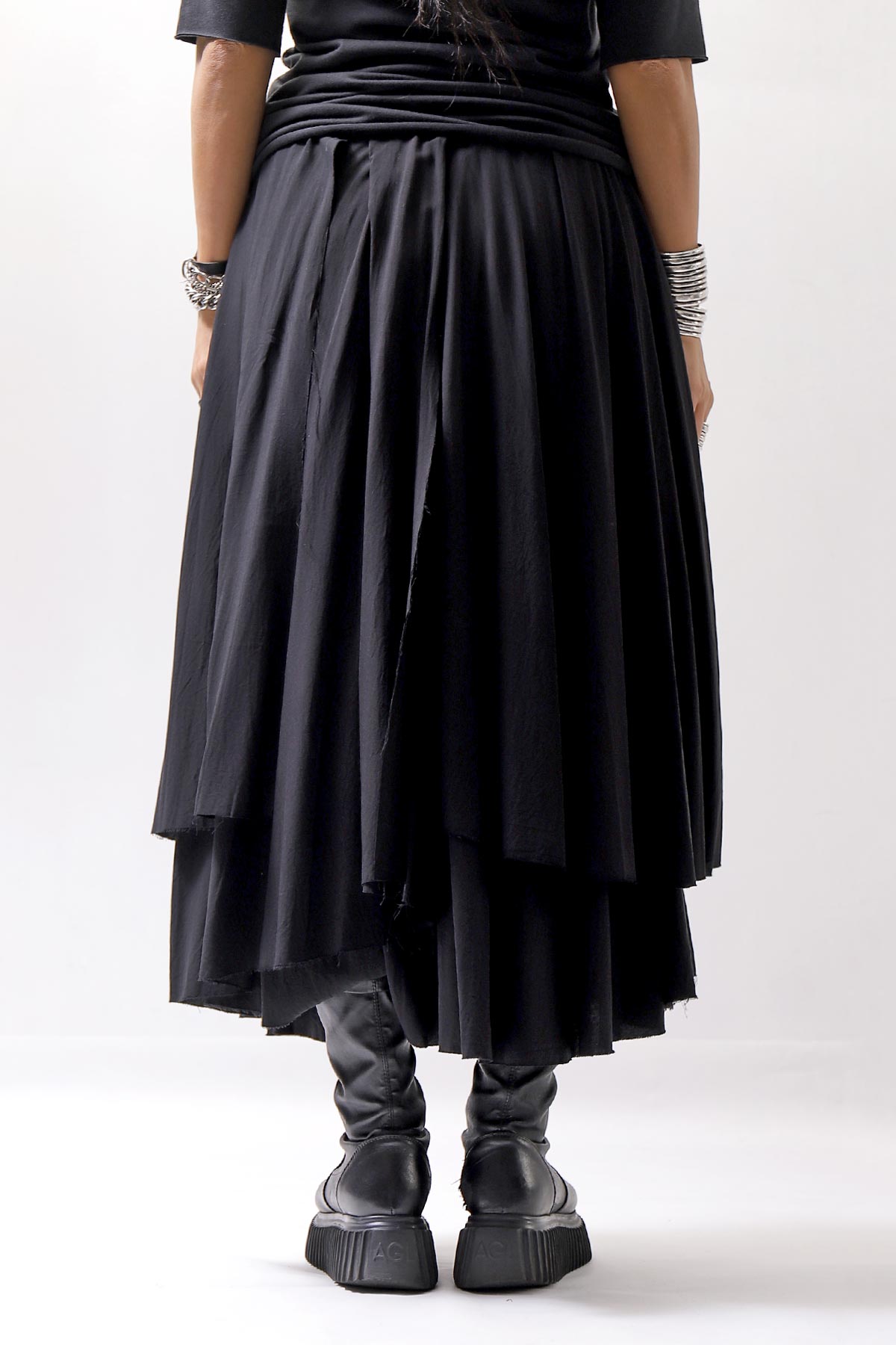 【studio b3】 WRAP LAYERED SKIRT OGB1736_BLACK