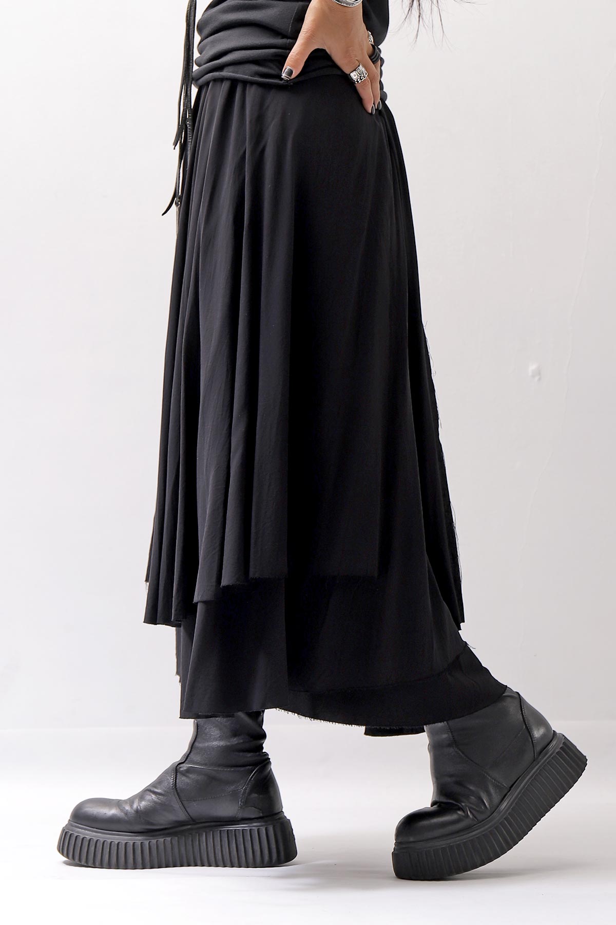 【studio b3】 WRAP LAYERED SKIRT OGB1736_BLACK