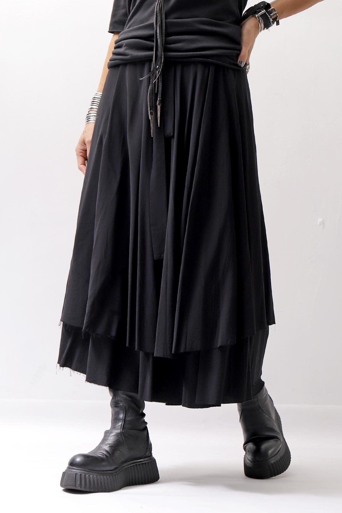 【studio b3】 WRAP LAYERED SKIRT OGB1736_BLACK