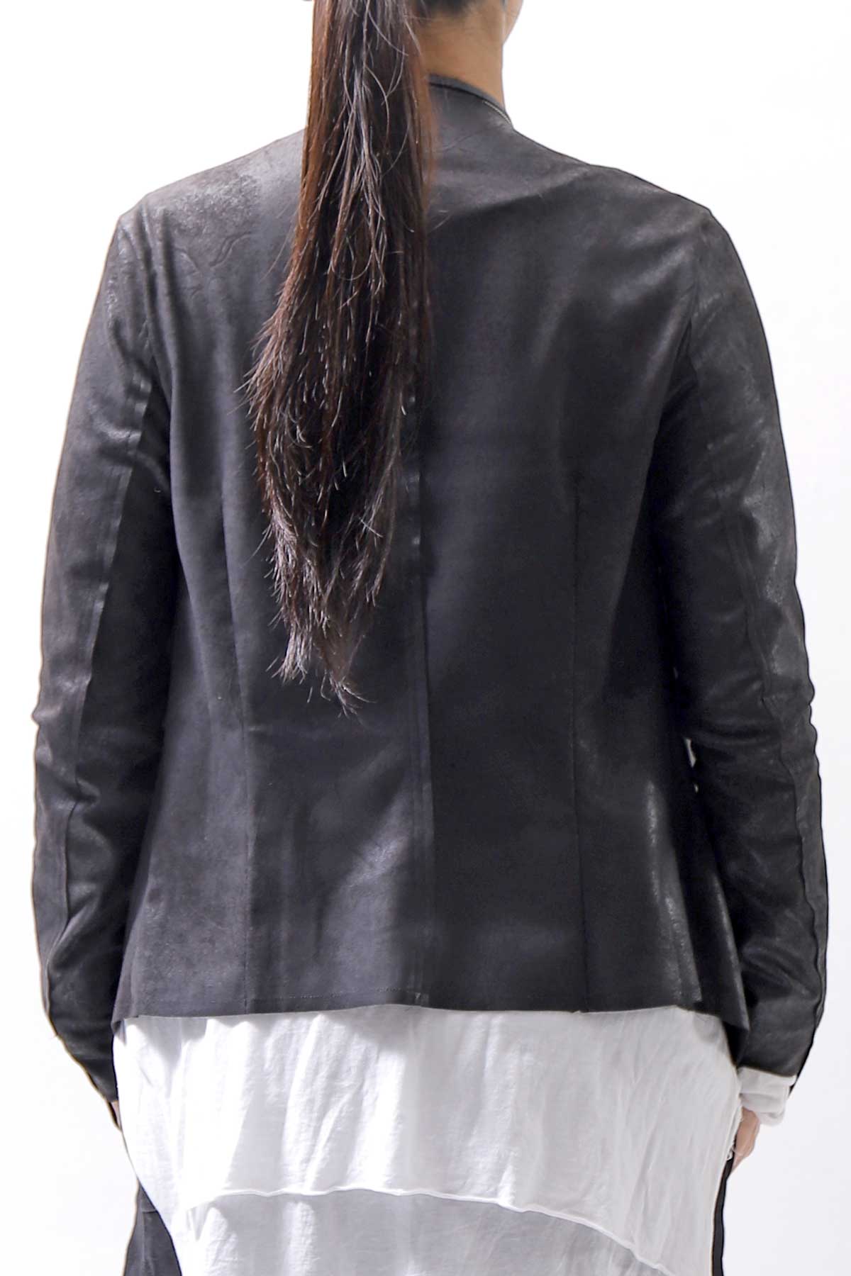 【Primordial is Primitive】 UNISEX STRETCH ECO LEATHER CARDIGAN JACKET 398HA