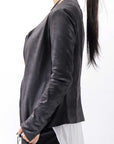 【Primordial is Primitive】 UNISEX STRETCH ECO LEATHER CARDIGAN JACKET 398HA