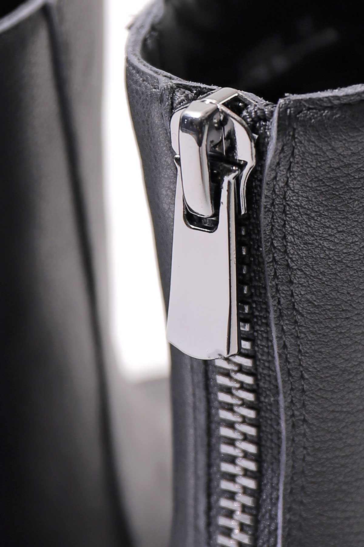 【Alès Dacchia】 BACK ZIP FRONT DRAPE LEATHER SNEAKER_BLACK