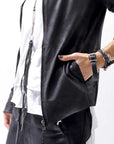 【Primordial is Primitive】 UNISEX STRETCH ECO LEATHER CARDIGAN JACKET 398HA