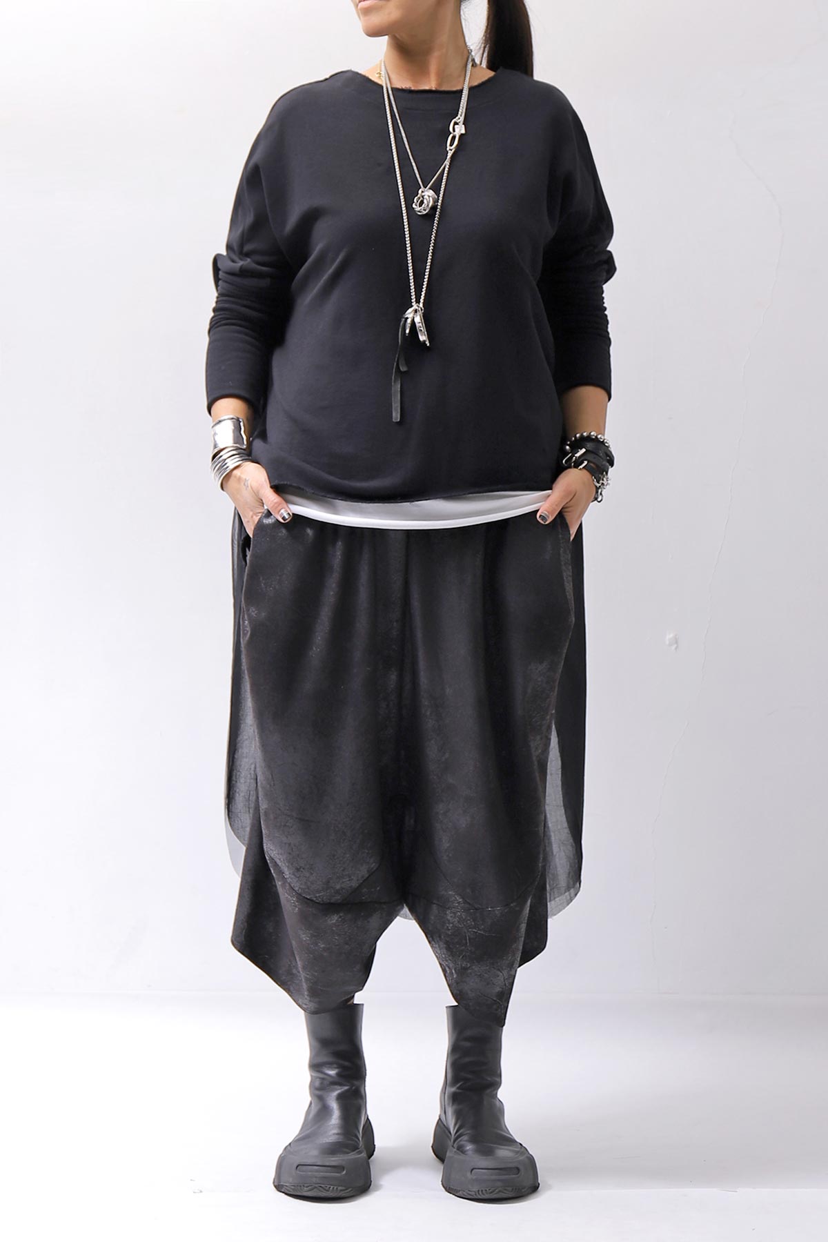 【bajra】 BACK TULLE＆COTTON LAYERED TOP 159QK02_BLACK