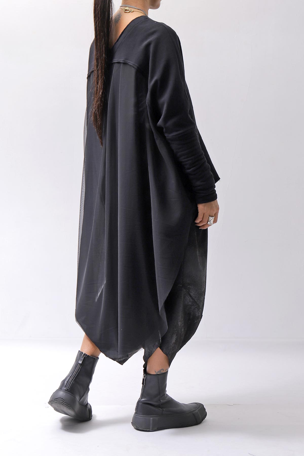 【bajra】 BACK TULLE＆COTTON LAYERED TOP 159QK02_BLACK