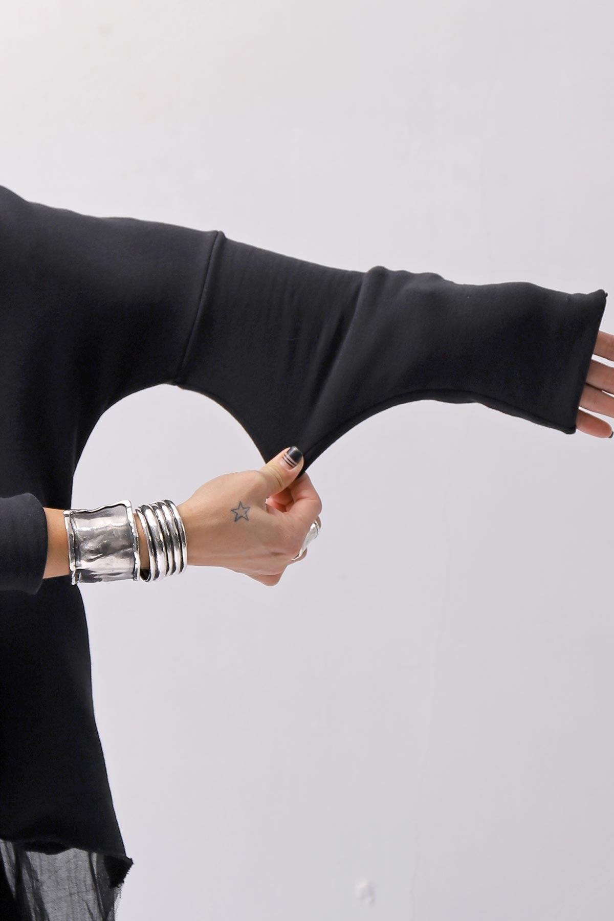 【bajra】 BACK TULLE＆COTTON LAYERED TOP 159QK02_BLACK