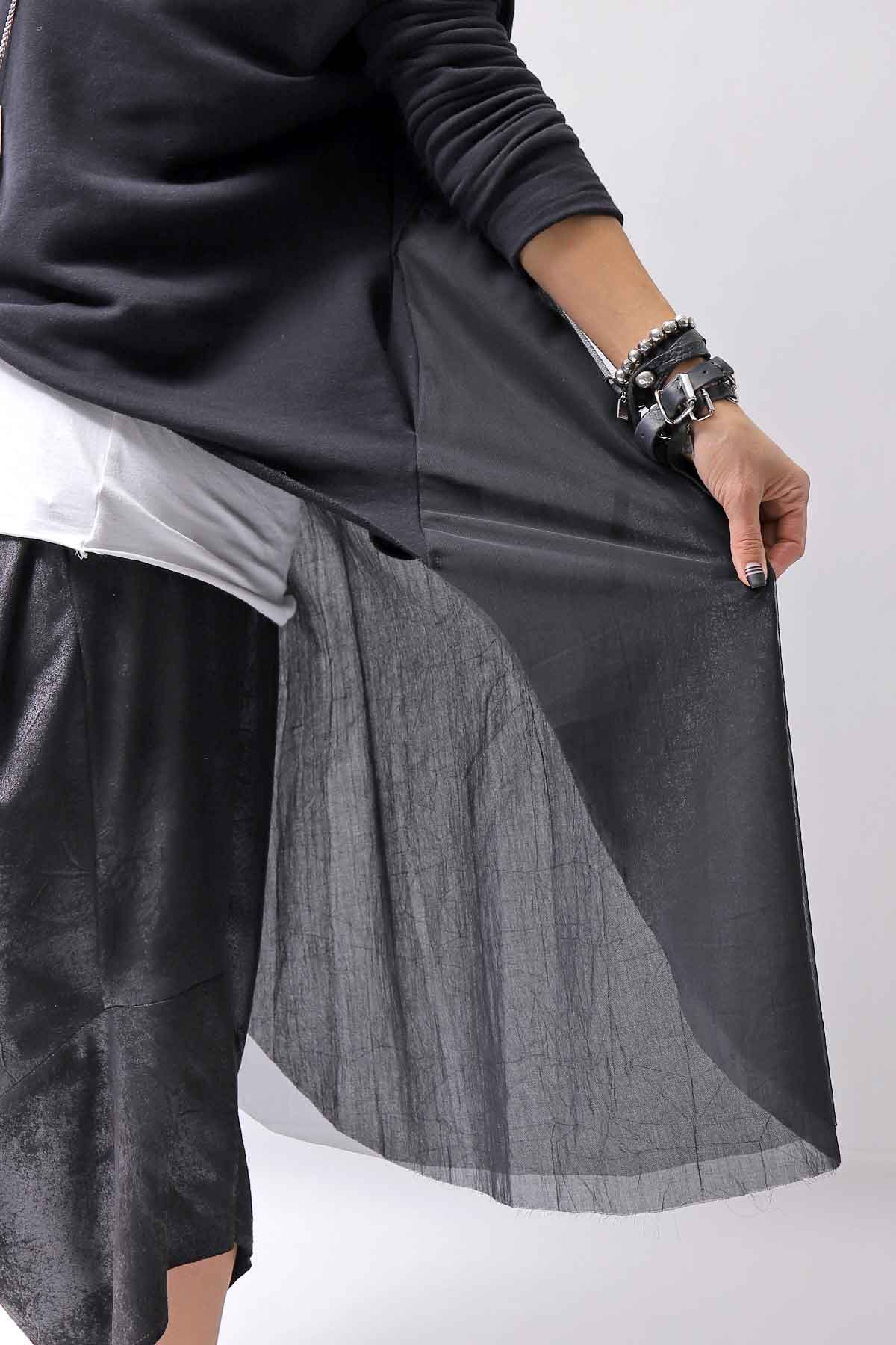 【bajra】 BACK TULLE＆COTTON LAYERED TOP 159QK02_BLACK