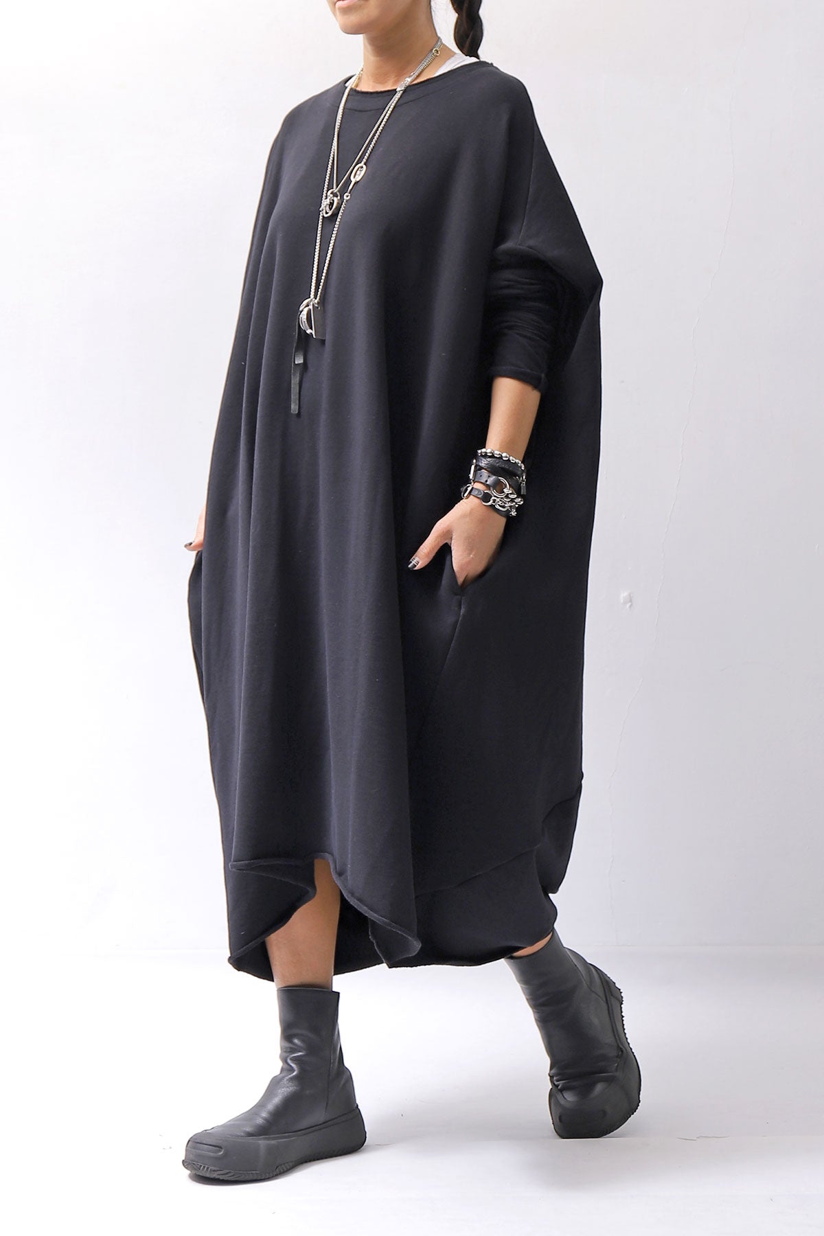 【bajra】 OVERSIZED BACK DRAPE DRESS 159QK01_BLACK