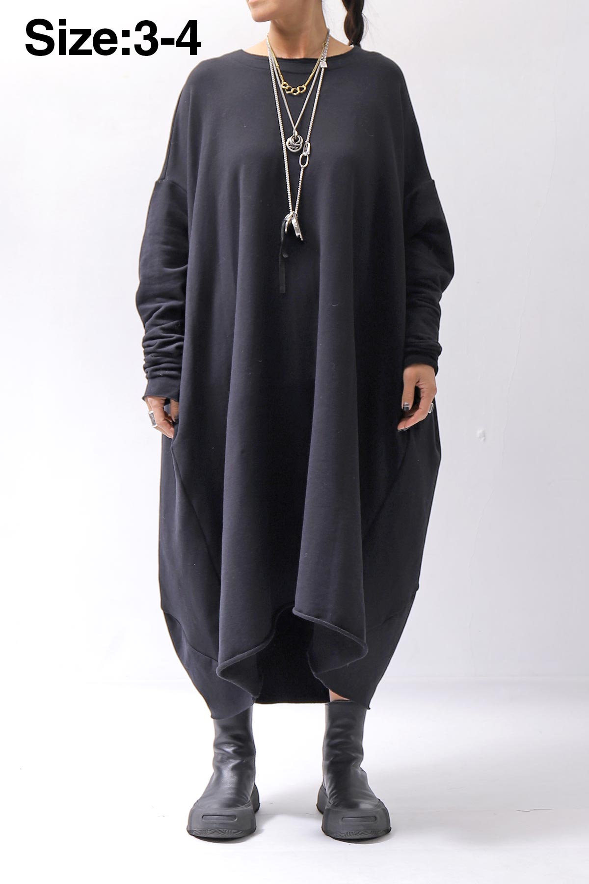【bajra】 OVERSIZED BACK DRAPE DRESS 159QK01_BLACK